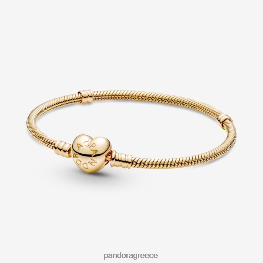 χρυσός αξεσουάρ Pandora στιγμές κούμπωμα καρδιά φίδι αλυσίδα βραχιόλι 4JZJZH335