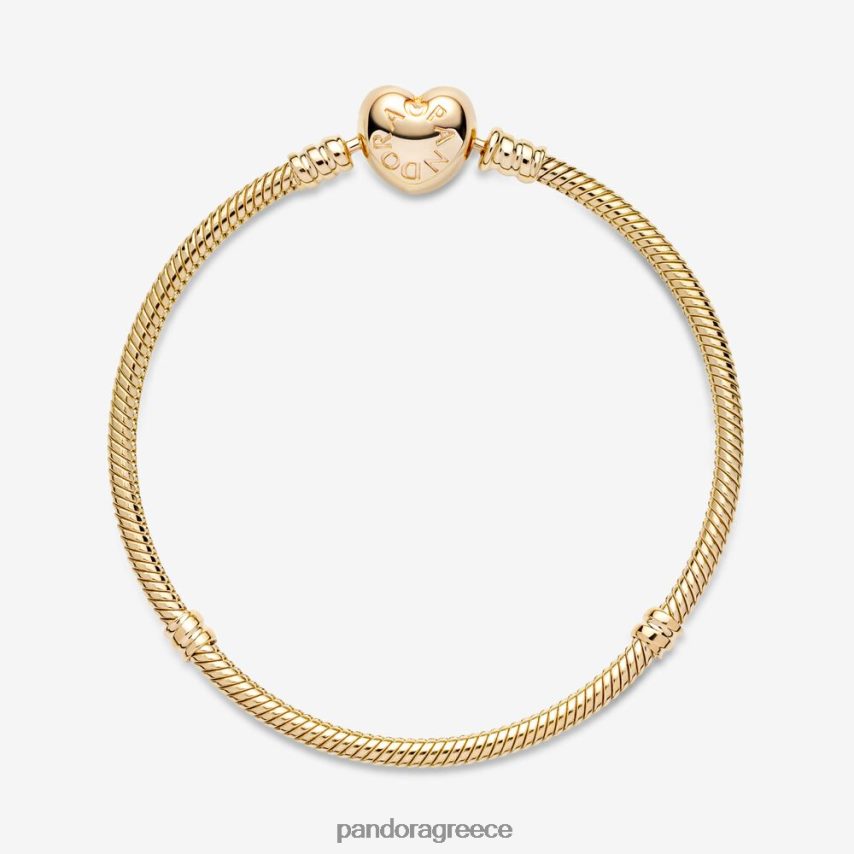 χρυσός αξεσουάρ Pandora στιγμές κούμπωμα καρδιά φίδι αλυσίδα βραχιόλι 4JZJZH335