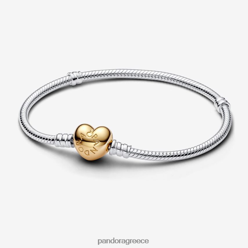 διχρωμία αξεσουάρ Pandora στιγμές κούμπωμα καρδιά φίδι αλυσίδα βραχιόλι 4JZJZH336