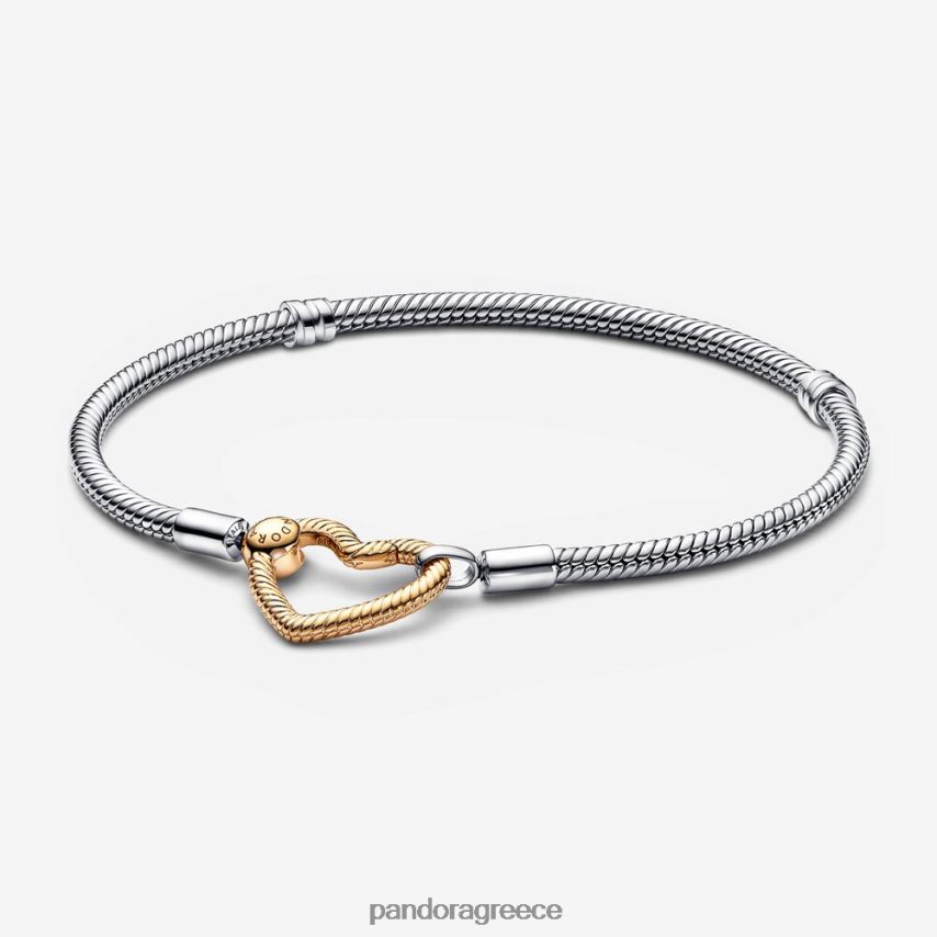 διχρωμία αξεσουάρ Pandora στιγμές κλείσιμο καρδιά βραχιόλι φίδι αλυσίδα 4JZJZH353