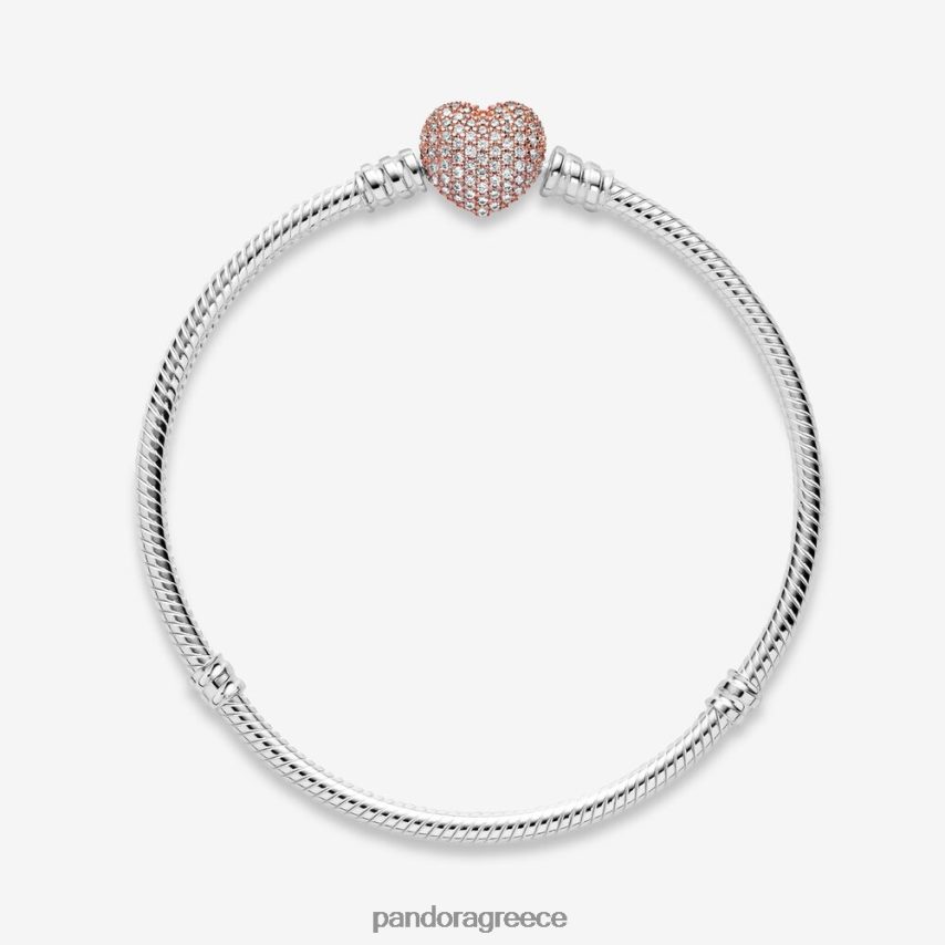 διχρωμία αξεσουάρ Pandora στιγμές στρώνω καρδιά κούμπωμα φίδι αλυσίδα βραχιόλι 4JZJZH366