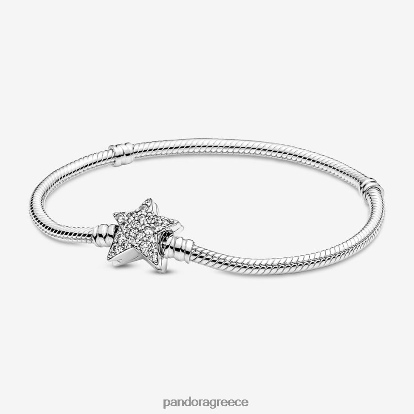 ασήμι στερλίνα αξεσουάρ Pandora στιγμιότυπα ασύμμετρο κούμπωμα αστέρι φίδι αλυσίδα βραχιόλι 4JZJZH389