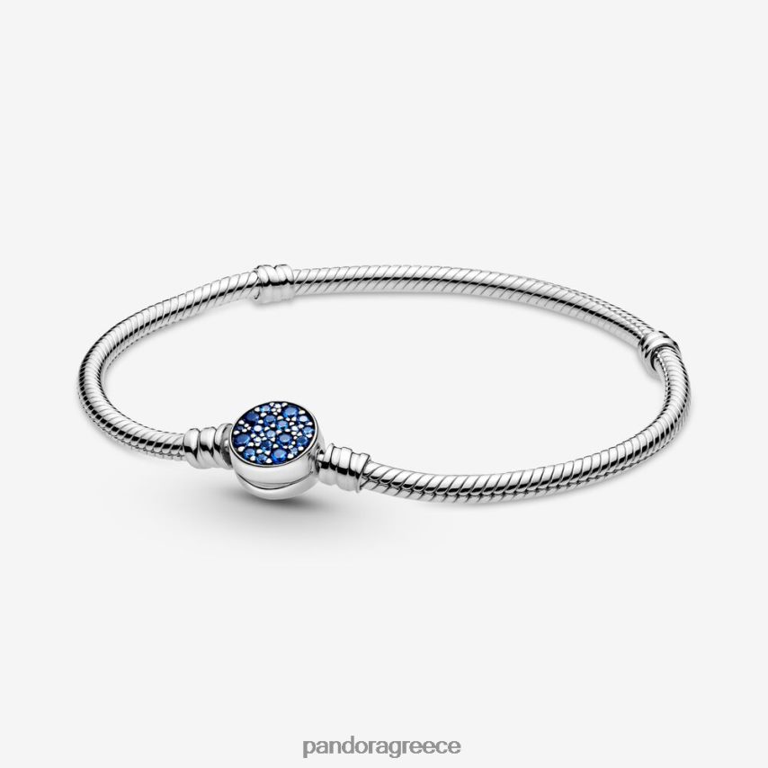 ασημί/μπλε αξεσουάρ Pandora στιγμές αφρώδης δίσκος κούμπωμα φίδι αλυσίδα βραχιόλι 4JZJZH391