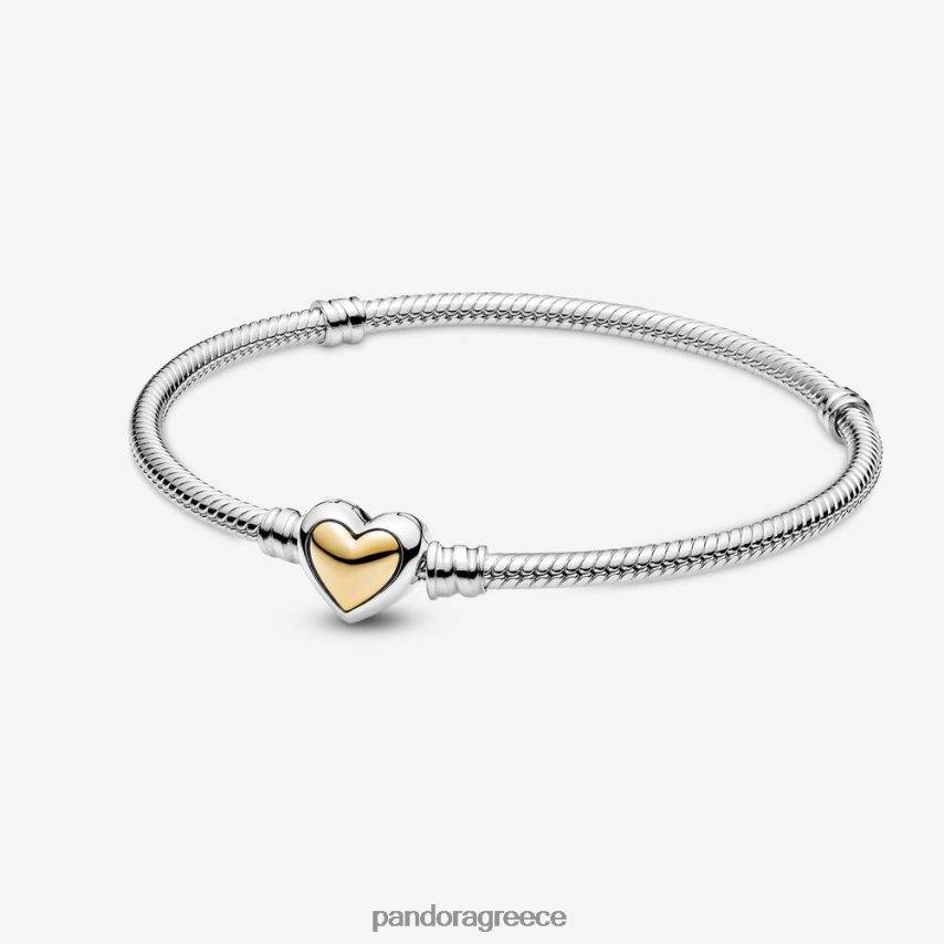διχρωμία αξεσουάρ Pandora βραχιόλι με αλυσίδα φιδιού με κούμπωμα καρδιάς 4JZJZH401