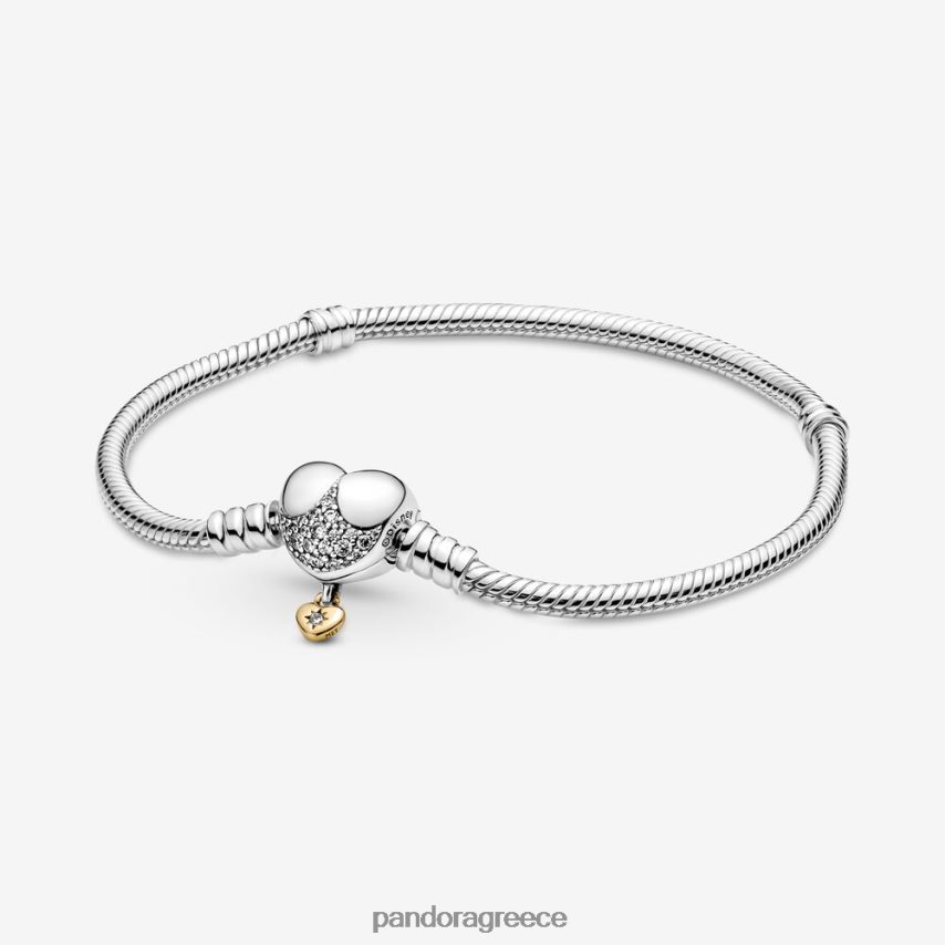 διχρωμία αξεσουάρ Pandora Βραχιόλι με αλυσίδα φιδιού καρδιές πριγκίπισσα στιγμές 4JZJZH403