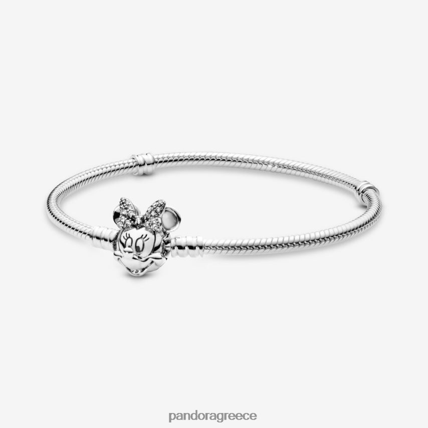 ασήμι στερλίνα αξεσουάρ Pandora disney moments pave minnie mouse κούμπωμα φίδι αλυσίδα βραχιόλι 4JZJZH404