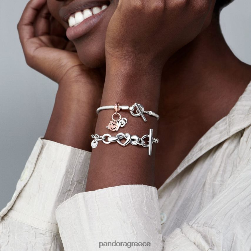 ασήμι στερλίνα αξεσουάρ Pandora Στιγμές t-bar snake chain βραχιόλι 4JZJZH402