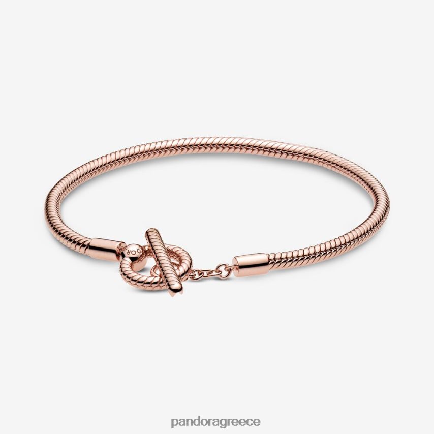 ροζ επιχρυσωμένο αξεσουάρ Pandora Στιγμές t-bar snake chain βραχιόλι 4JZJZH415