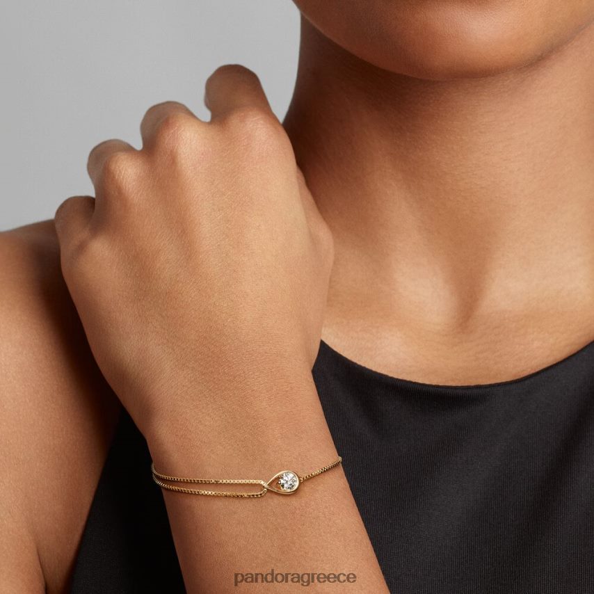 χρυσός αξεσουάρ Pandora δημιούργησε 0,50 ct tw διαμαντένιο βραχιόλι διπλής αλυσίδας 2 4JZJZH461