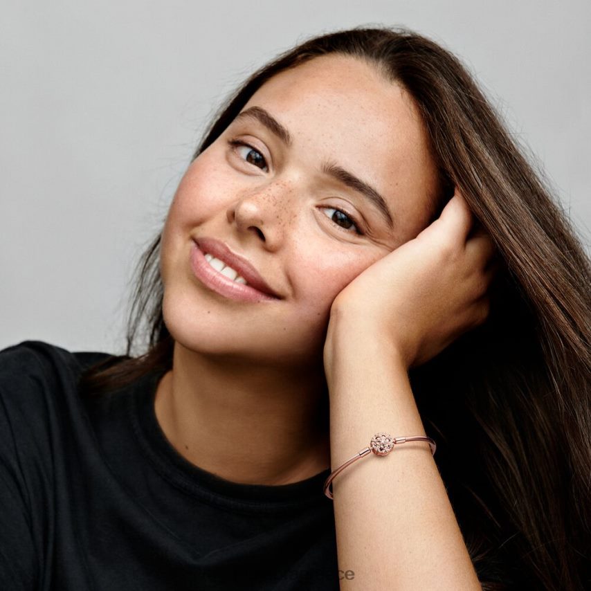 ροζ επιχρυσωμένο αξεσουάρ Pandora στιγμές αφρώδης νιφάδα χιονιού κούμπωμα βραχιόλι 4JZJZH426