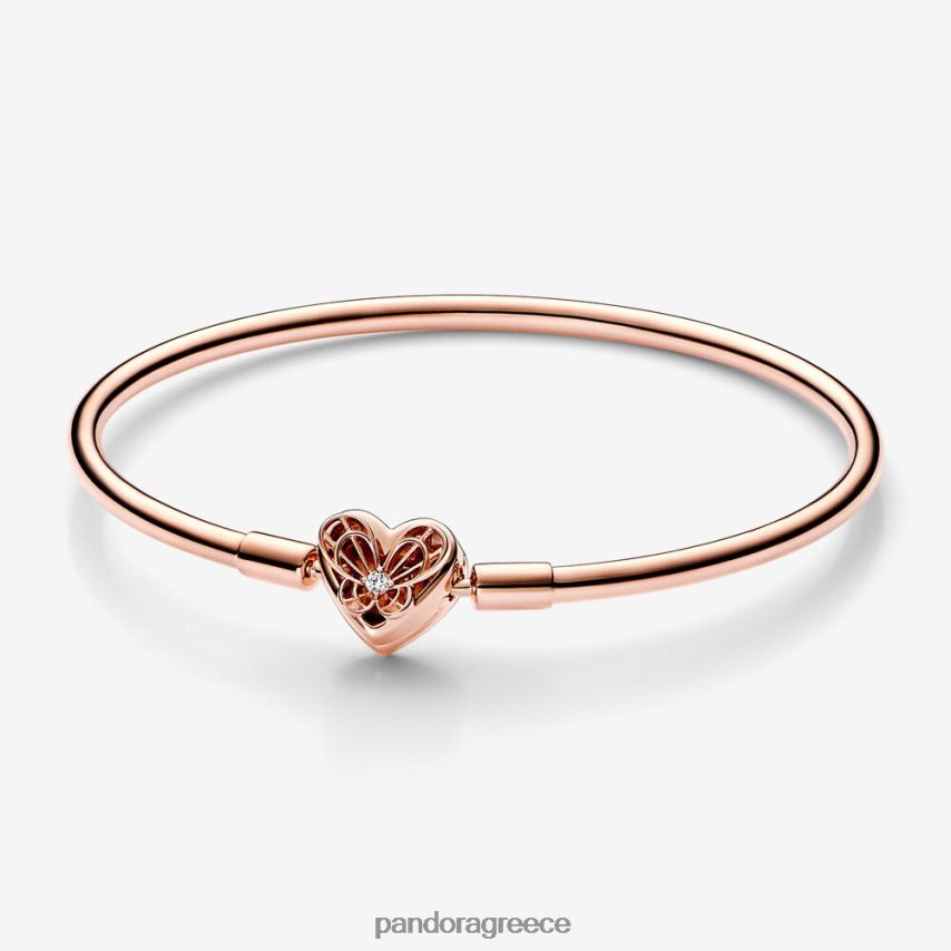 ροζ επιχρυσωμένο αξεσουάρ Pandora βραχιόλι με καρδιά & πεταλούδα 4JZJZH429
