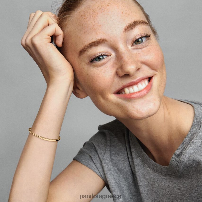 επίχρυσο αξεσουάρ Pandora υπογραφή i-d ανοιχτό βραχιόλι 4JZJZH437